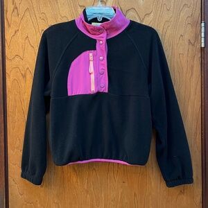 Hippie Rose Fleece Black Pink Color block Anorak Sweatshirt